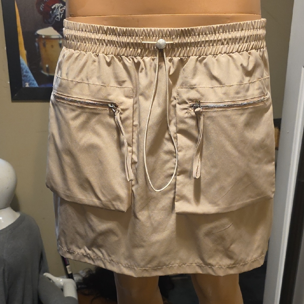 Emery Rose Tan Mini Skirt with Pockets